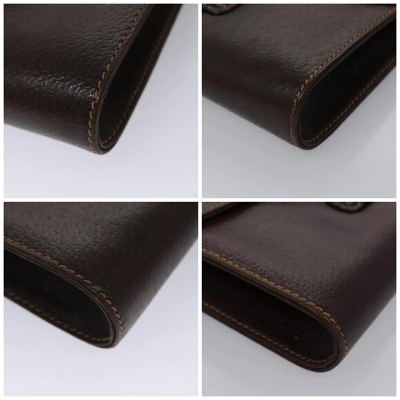 BALLY Chain Shoulder Bag Leather Brown Gold Auth bs22953 - Picture 15 of 16